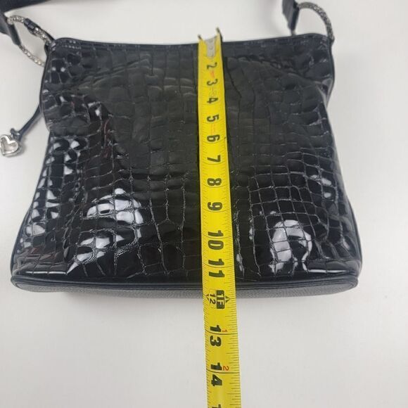 Brighton Patent Leather Shoulder Bag Purse Tote Zip - Picture 11 of 14